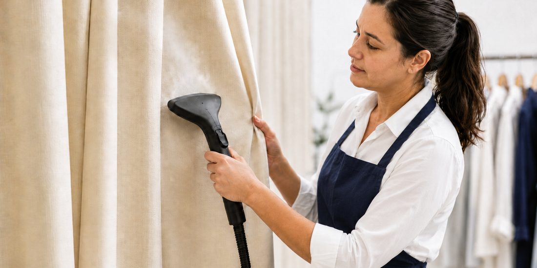 Professional drapery and curtain cleaning with steam, Rockville MD